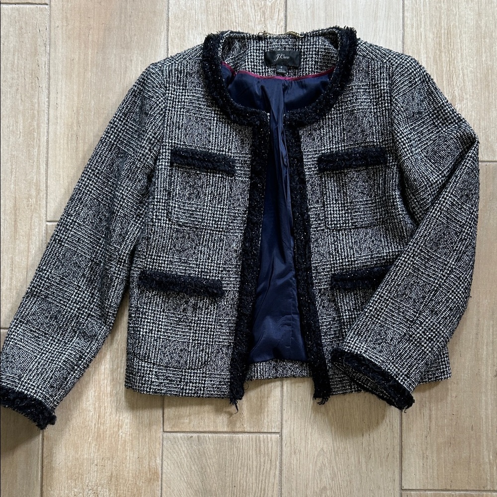 J. Crew Black and White Tweed Jacket